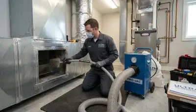 Technician cleaning air ducts for improved airflow in San Francisco, CA home by Five Star Cooling