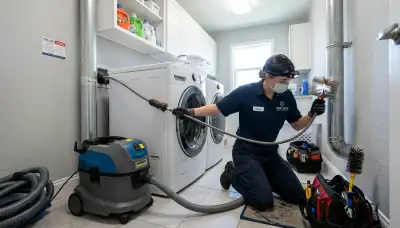 Technician performing dryer vent cleaning service in San Francisco CA for Five Star Cooling