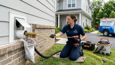 Technician performing professional dryer vent cleaning in San Francisco, CA for Five Star Cooling