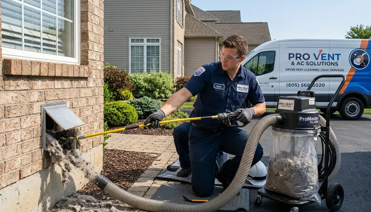 Technician performing professional dryer vent cleaning in San Francisco, CA for improved airflow