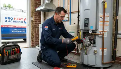 Technician performing water heater repair in San Francisco, CA for Five Star Cooling HVAC service